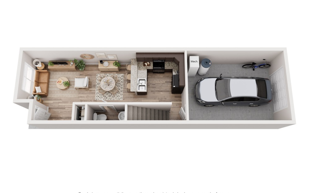 Barcelona - 2 bedroom floorplan layout with 2.5 bathrooms and 1150 square feet (Floor 1)