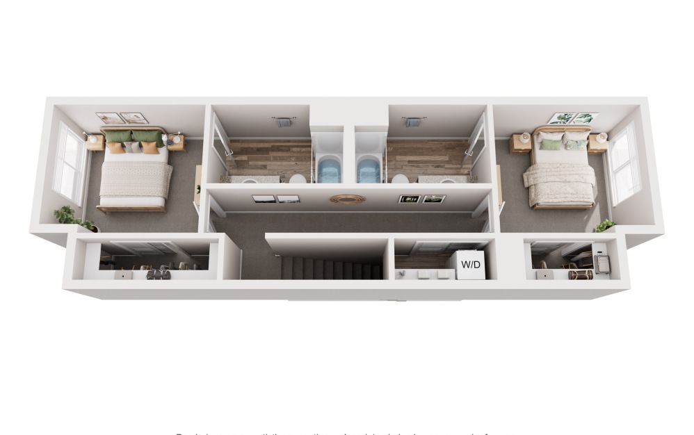 Barcelona - 2 bedroom floorplan layout with 2.5 bathrooms and 1150 square feet (Floor 2)